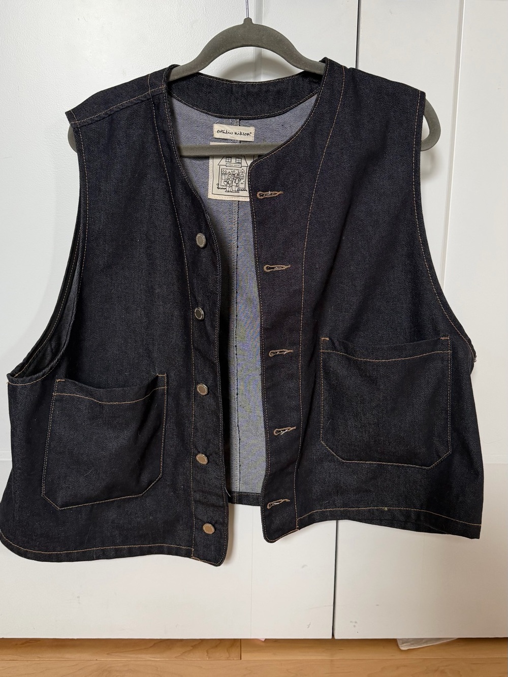 Estuduo Niksen Raw Denim Wide Vest unisex one size